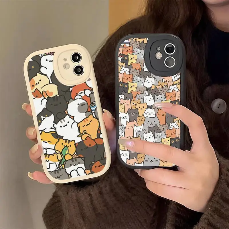 

Cat Cute Kitten Catling Phone Case Hard Leather for iPhone 13 12 Mini 11 14 Pro Max Xs X Xr 7 8 Plus 6 6s Se 2022 silicone Cover