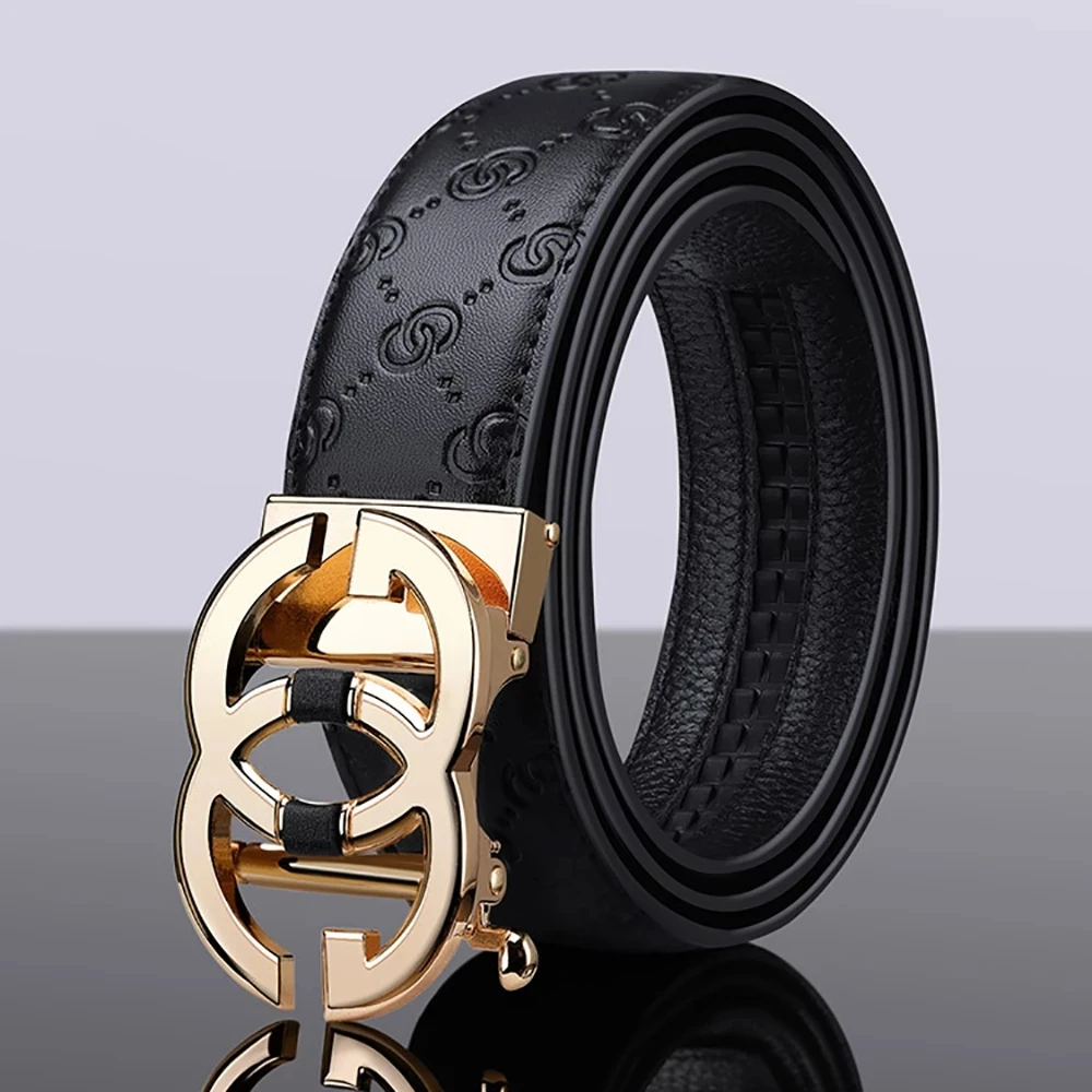 High Quality Mens Automatic Zinc AlloyBuckle Belts Real Leather Women Belts Luxury Brand Male Waistband belts for Women jeans