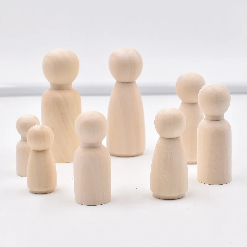 

Wooden Peg Dolls Spot Wholesale Children's Creative Painted Women Men Wooden Peg Dolls DIY Graffiti Wooden Toy Making