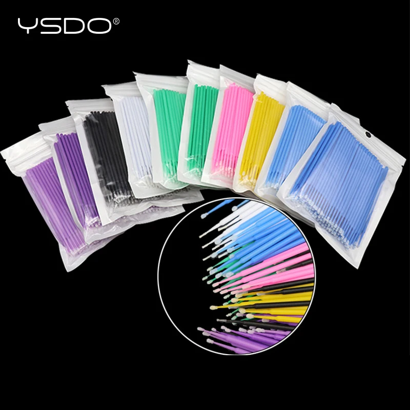 

100 PCS Micro Brushes Cotton Swab Eyelash Extension Disposable Eye Lash Glue Cleaning Brushes Applicator Sticks Makeup Tool New