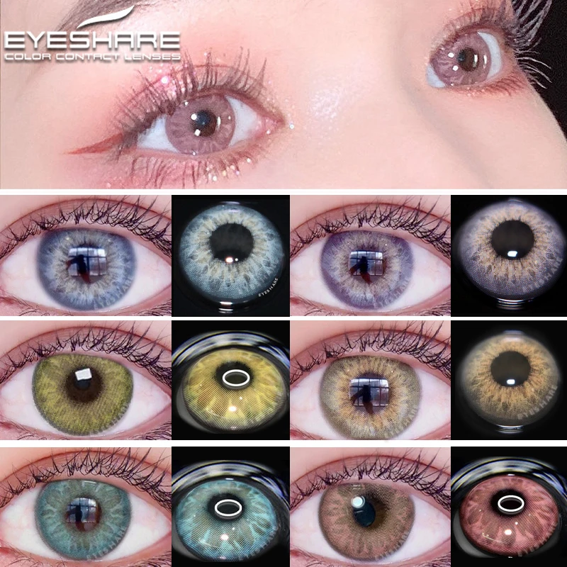 

Цветные контактные линзы EYESHARE для глаз, 2 шт., контактные линзы естественного цвета ed, голубые Красивые ежегодные контактные линзы для макия...
