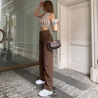 90s style womens jeans pants baggy y2k vintage aesthetic clothes brown wide leg high waist straight trouser overall trendy