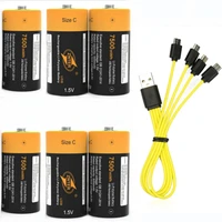 6PCS 100% ZNTER 1.5V 7500mWh Rechargeable Battery C Lipo LR14 Battery For RC Camera Drone With Type C Cable Fast Charge