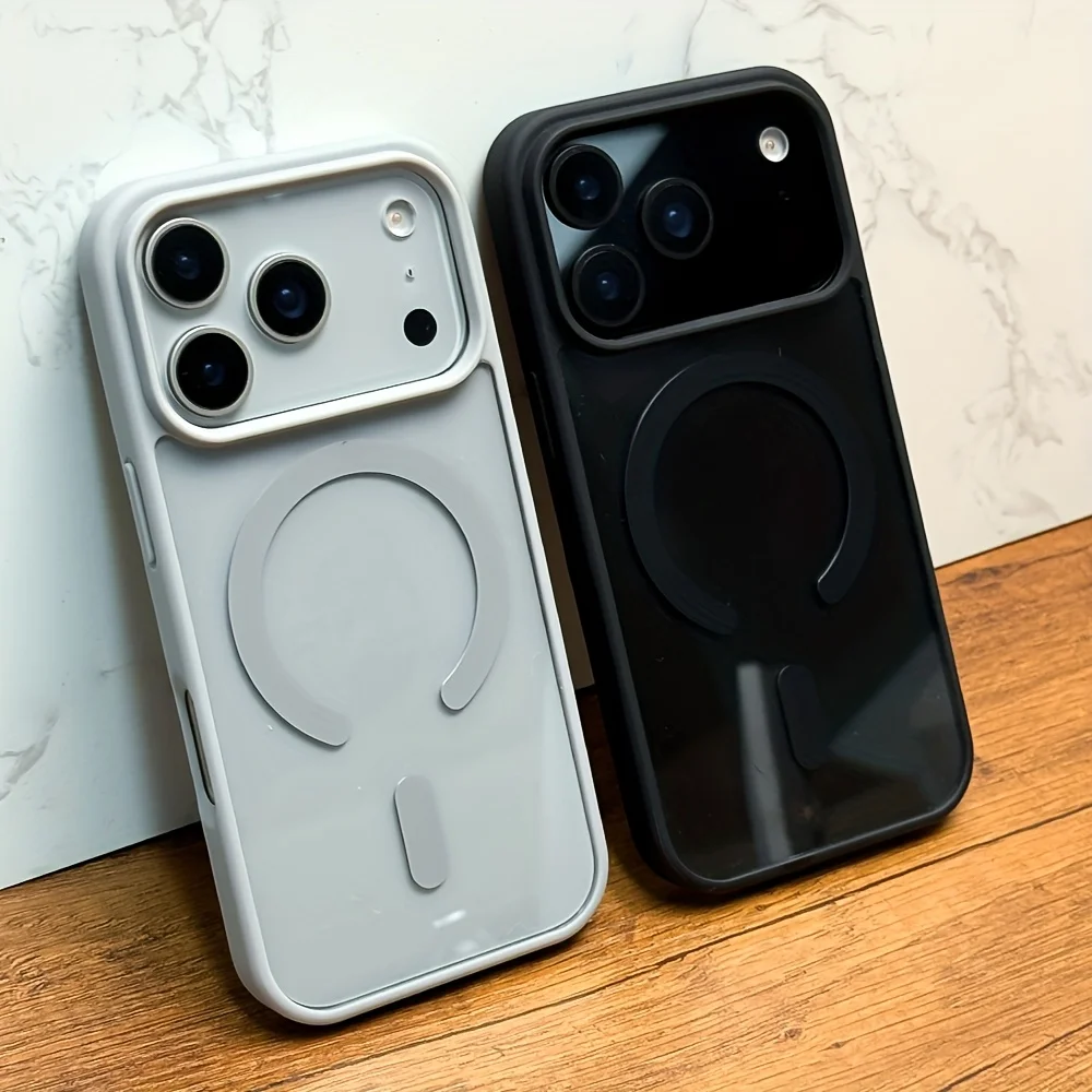 Фото Для iPhone 17 Pro Max 11 16 15, роскошный прозрачный магнитный чехол для беспроводной зарядки, противоударный мягкий бампер, жесткий акриловый прозрачный чехол №3