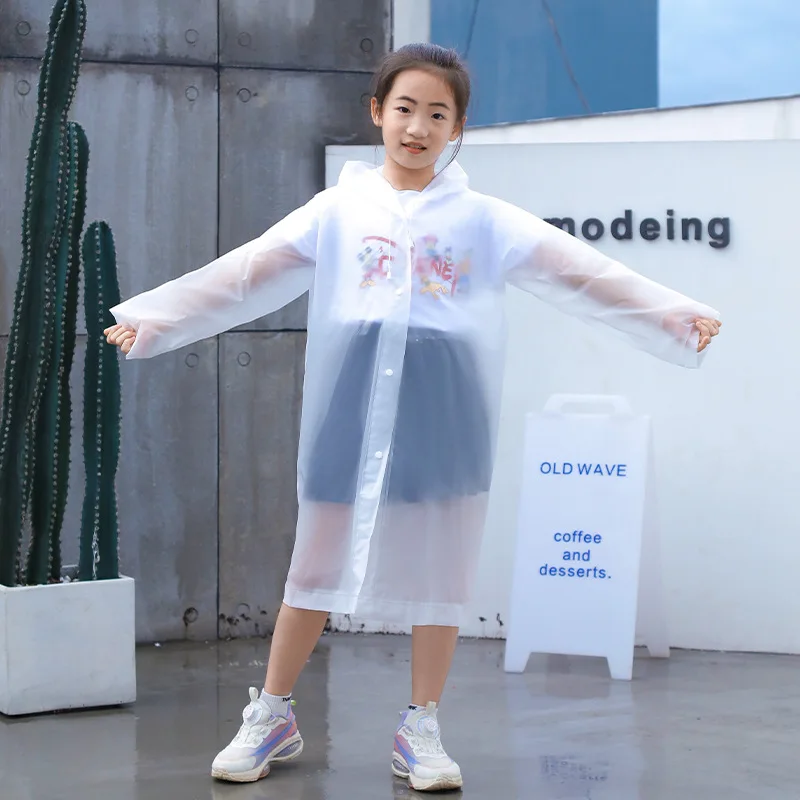 

New Fashion Children Raincoat EVA Waterproof Thickened Rain Coat Reusable Transparent Rain Jacket Clear Kids Tour Rainwear Suit