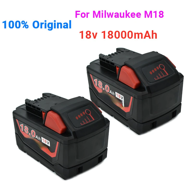 

Original 18V 18000mAh Li-ion Tool Battery for Milwaukee M18 48-11-1815 48-11-1850 2646-20 2642-21CT Repalcement M18 Battery