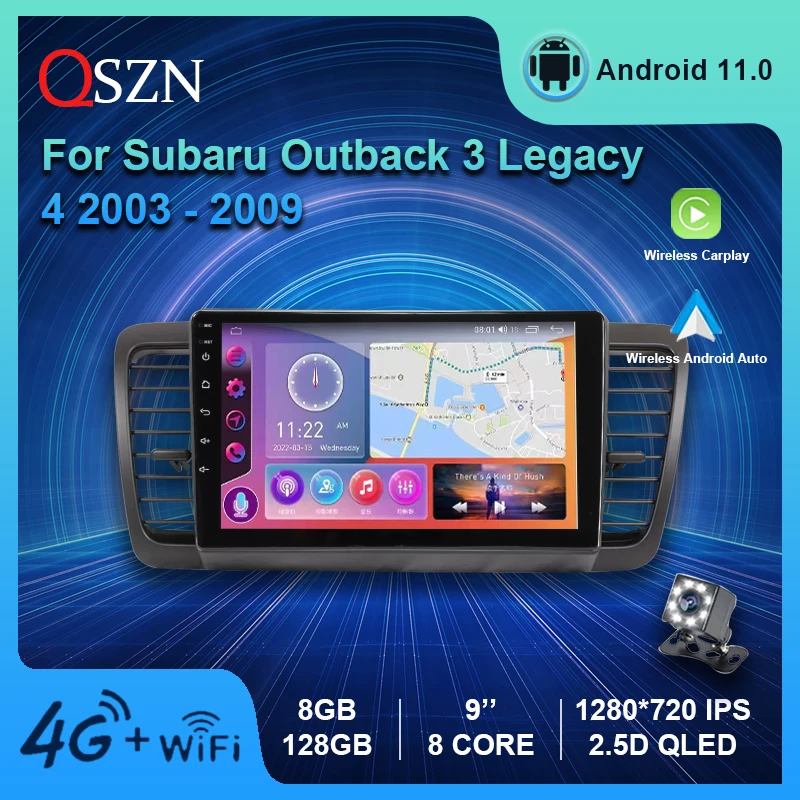 

QSZN For Subaru Outback 3 Legacy 4 2003 - 2009 RHD Car Radio 4G GPS WIFI Video Multimedia Player Carplay Auto Android 11 Stereo