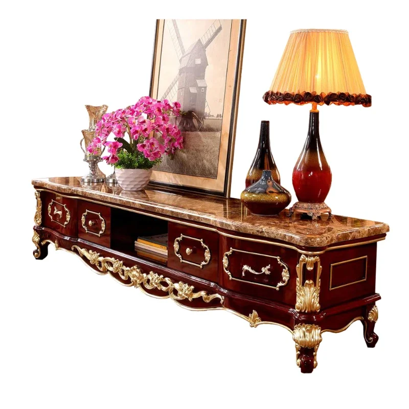 Шкаф для телевизора из красного сандалового дерева император мраморный