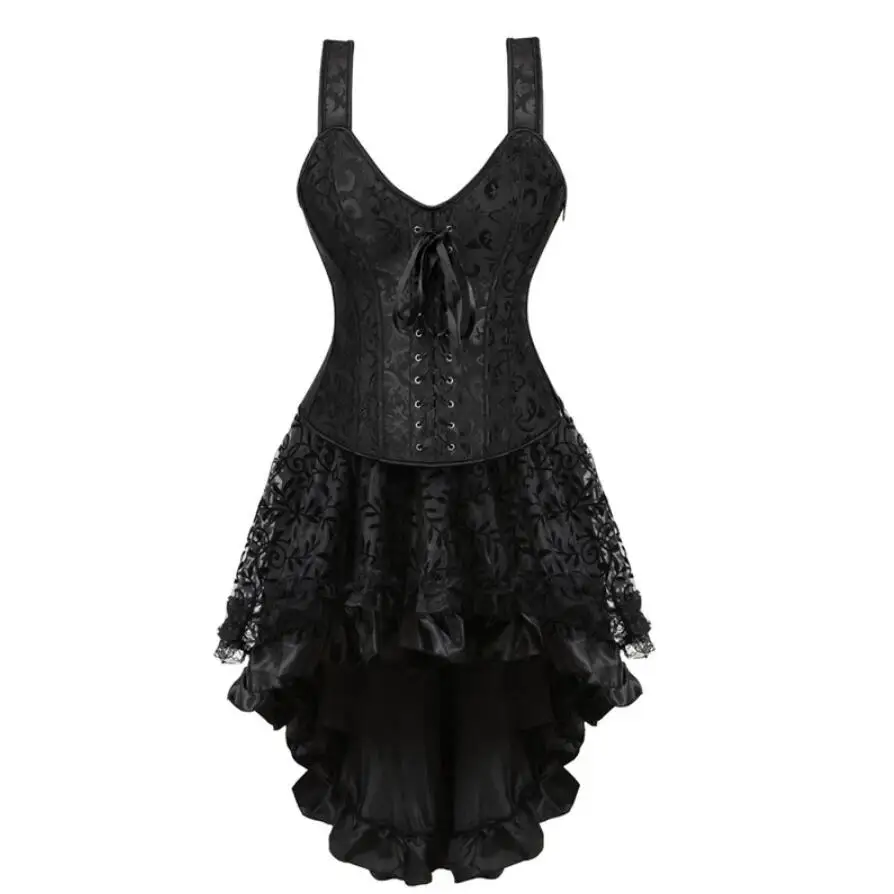 

Sexy Corsets for Women Plus Size Costume Overbust Burlesque Corset and Lace Skirt Set Corselet Vintage Fashion Gowns