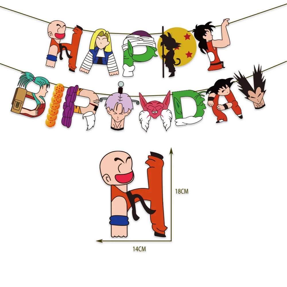 

Dragon Ball Theme Decorative Paper Banners Goku Pulling Flags Pulling Flowers Children's Birthday Party Supplies