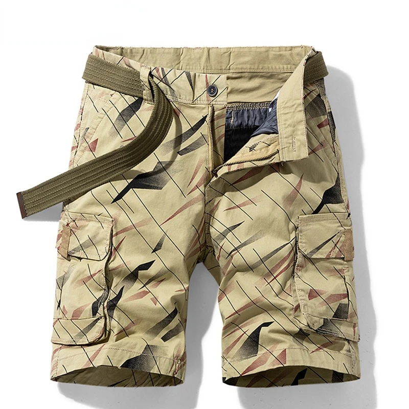 

Мужские летние хлопковые тактические шорты-карго, новинка 2022, модные повседневные короткие брюки цвета хаки со множеством карманов, свобод...