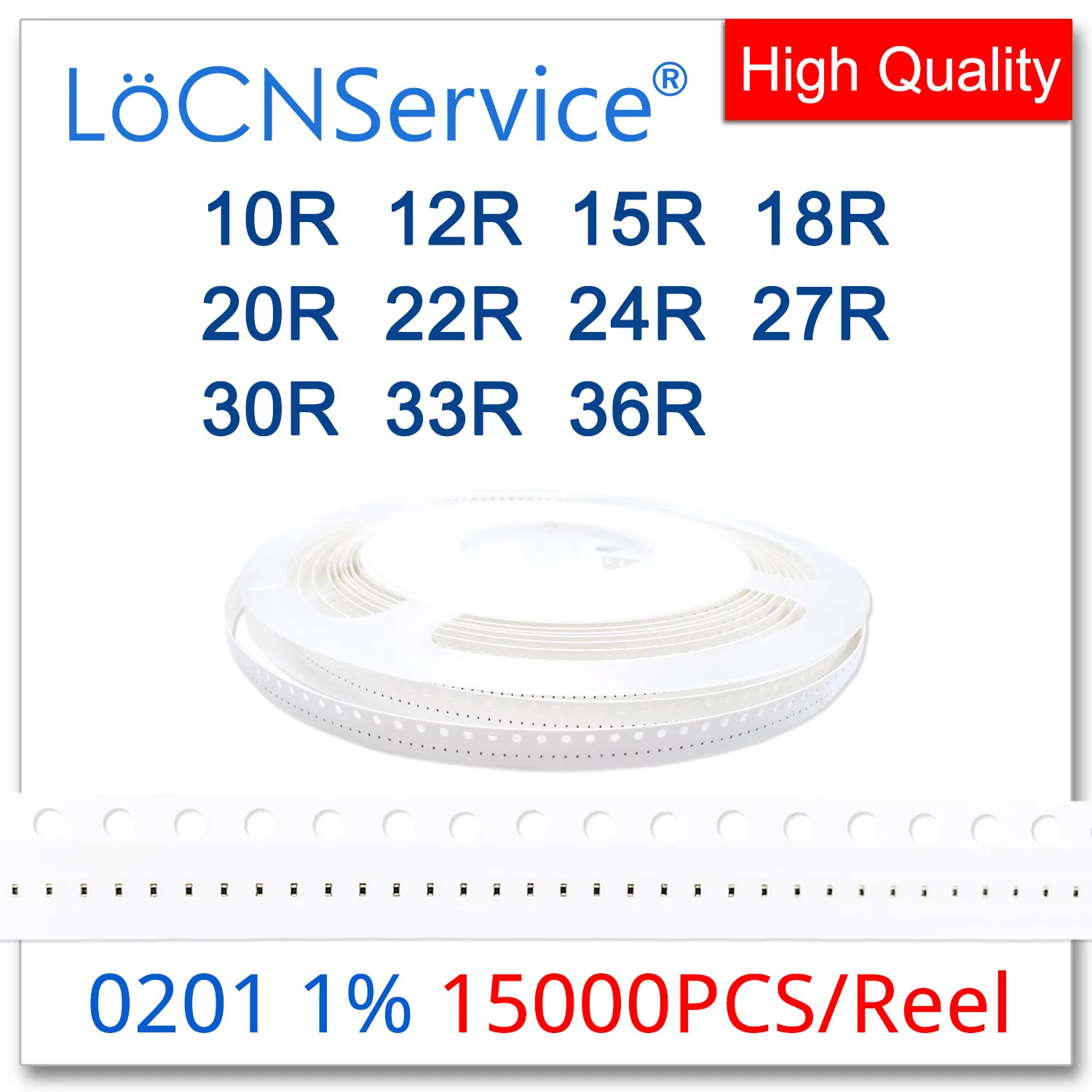 

LoCNService 0201 F 1% 15000pcs 10R 12R 15R 18R 20R 22R 24R 27R 30R 33R 36R smd resistor OHM high quality