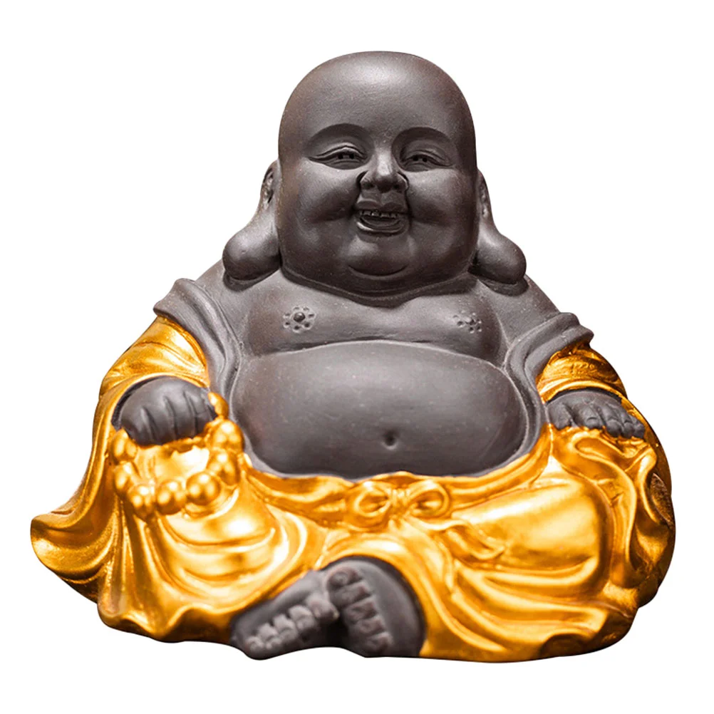 

Laughing Statue Figurines Ornament Chinese Fengshui Desktop Ornament for Gifts Living Room Bedroom Office Decor