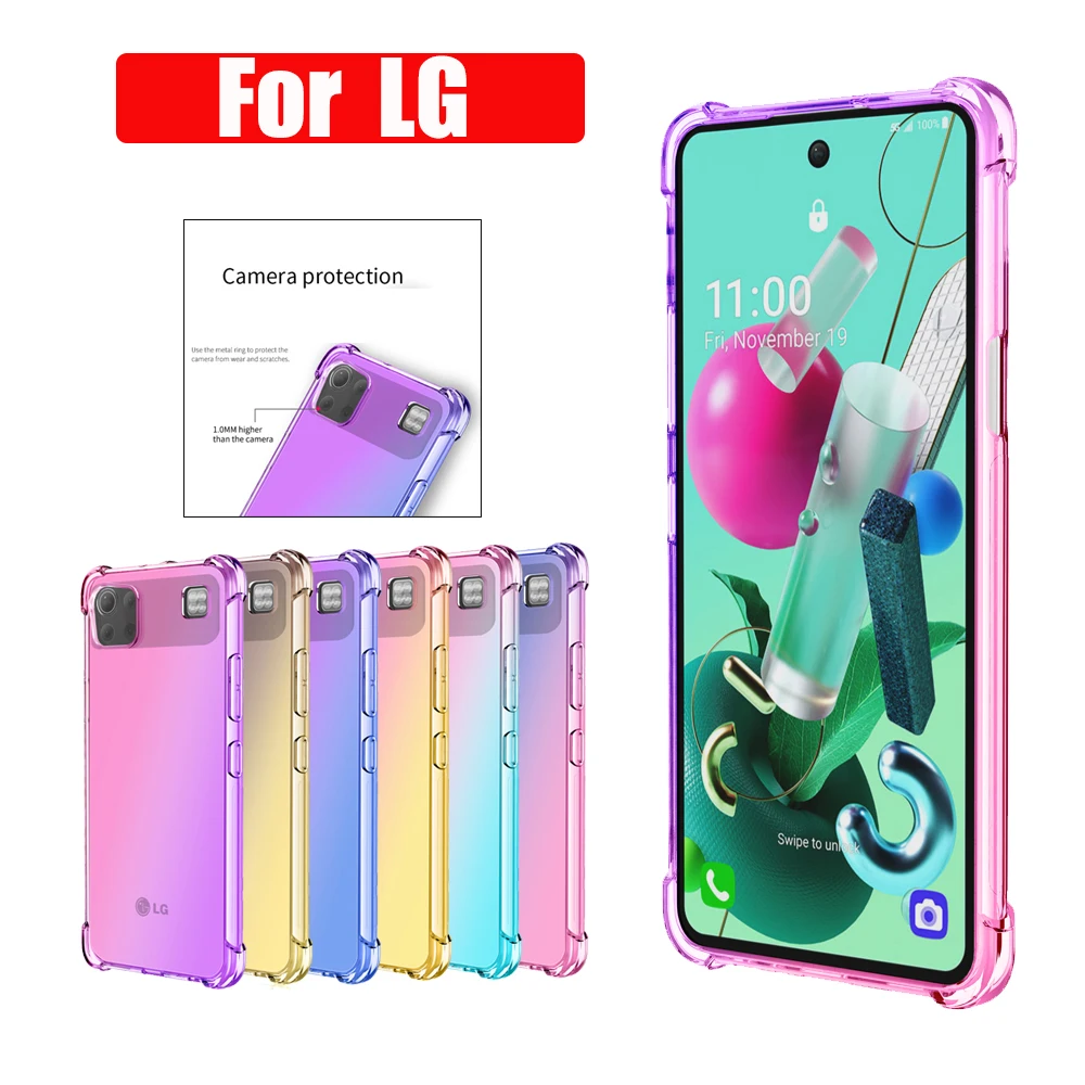 

For LG Stylo 6 LG Velvet Cover Gradient Case For LG V60 thinQ Aristo 5+ Phoenix 5 Stylo 7 5G Soft Slim Transparent Phone Case