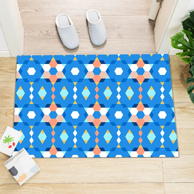 

Geometric Lattice Texture Floor Mat Color Living Room Carpet Decoration Entrance Doormat Bathroom Balcony Bedroom Anti-Slip Rug