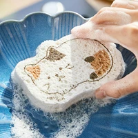 cartoon compressed wood pulp sponge non stick oil multifunctional washing dish cloths household kitchen cleaning wipes sponge