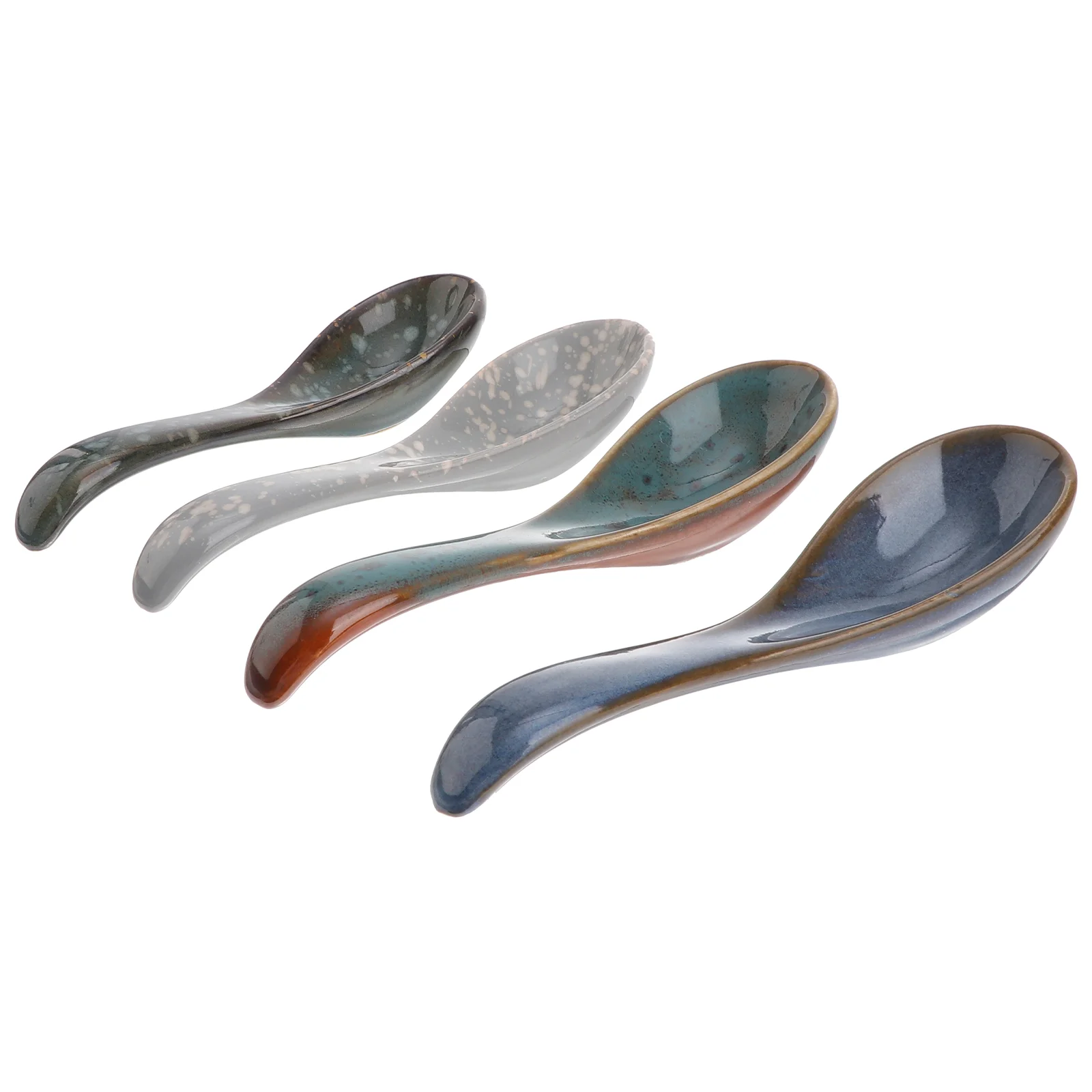 

4 Pcs Ceramic Spoon Mini Multifunctional Spoons Simple Salad Eating Home Ceramics Banquet Japanese Style