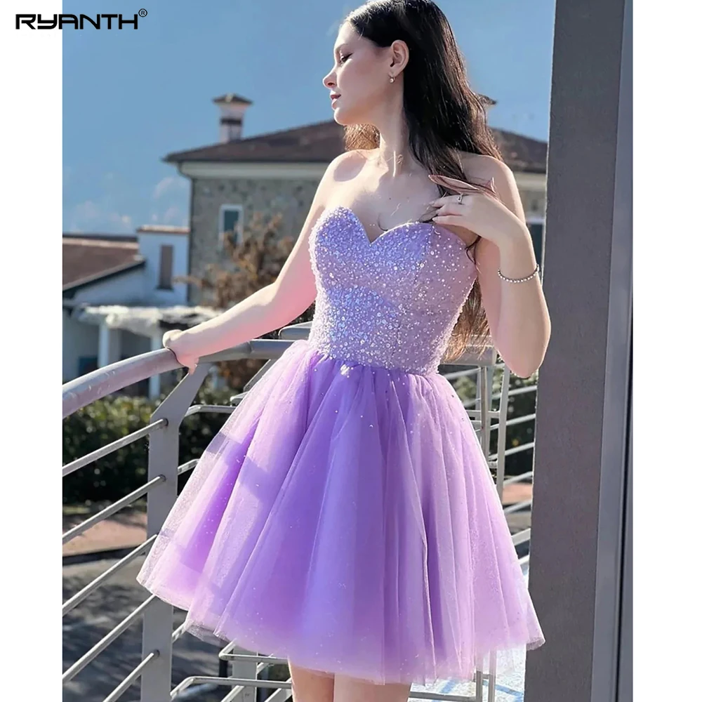 

Ryanth Light Purple Sweetheart Homecoming Dresses Sparkly A Line Short Prom Gowns vestidos de fiesta elegantes para mujer 2023