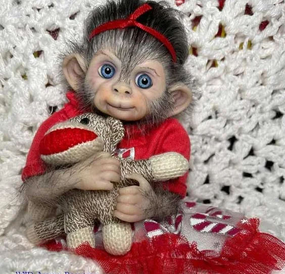 

NPK 8inch Reborn Doll Kit Anna Banana Cute Monkey Unfinished Doll Parts with Body and eyes