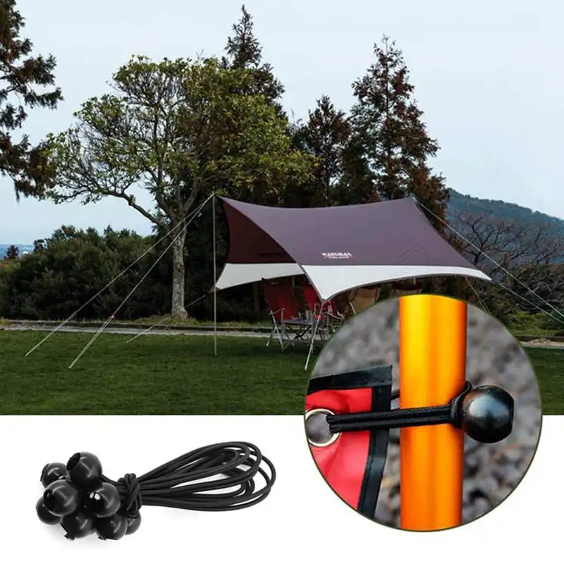 

10Pcs Black Length Optional Elastic Ball Rope Hiking Tent Accessories Fixed Plastic Rope Ball Securing Canopy Tent Tarp Tie