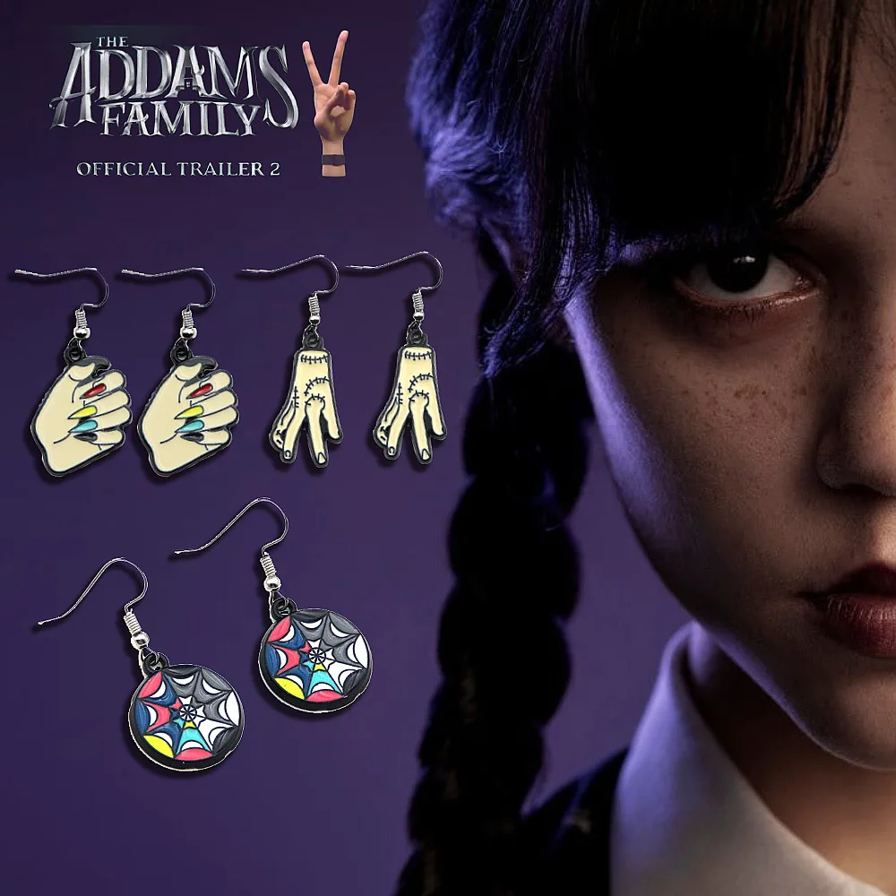 

2023 TV Show Wednesday Addams Earrings Ophelia Hall Window Room Thing Hand Drop Earrings for Women Jewelry