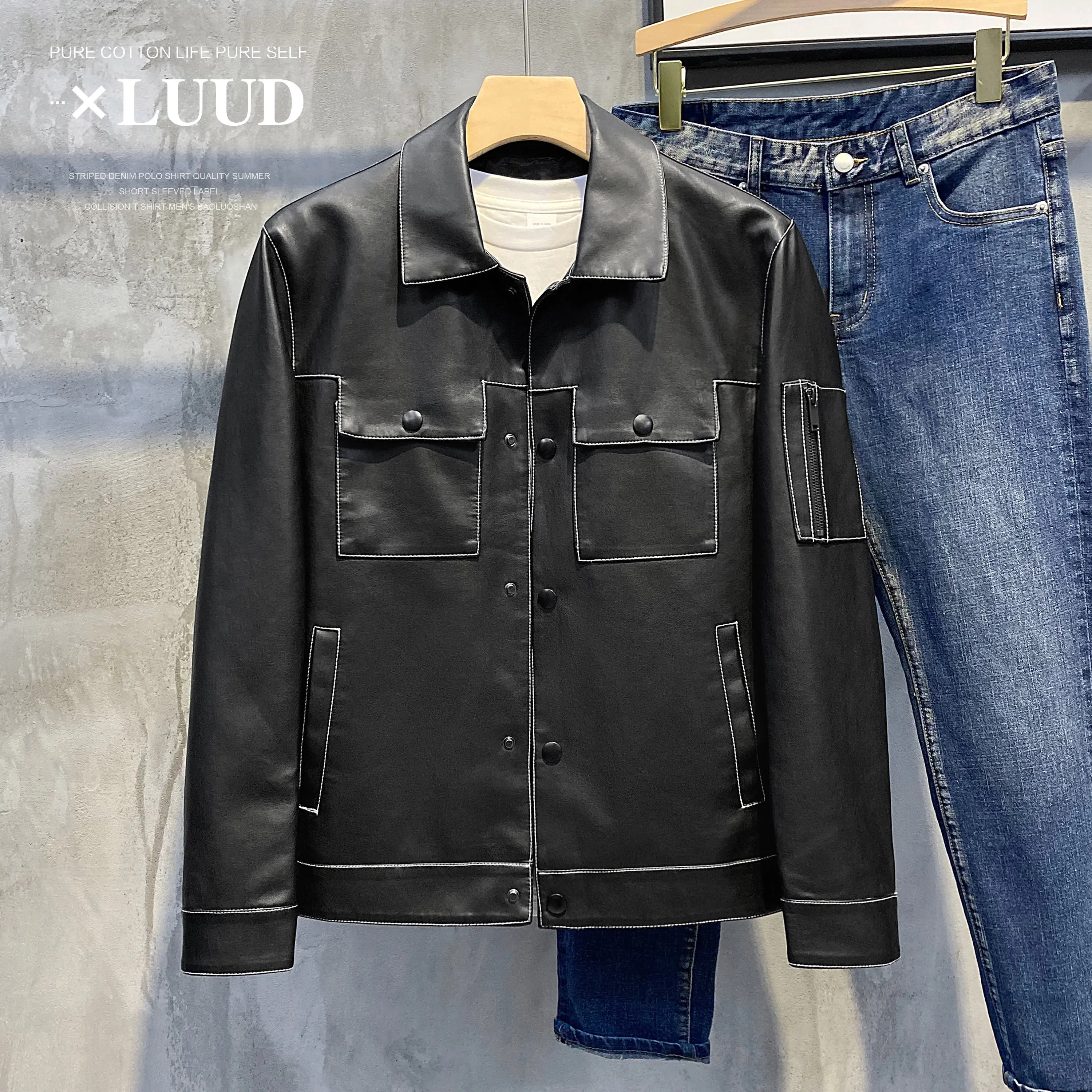 Luud 2023 красивая и стильная куртка мужская верхняя одежда корейская мотоциклетная