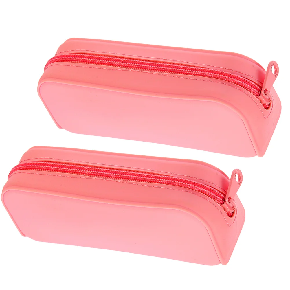 

2 Pcs Korean Stationery Silicone Case Cute Bag School Supplies College Students Pouch Girls Aesthetic Pencils Office