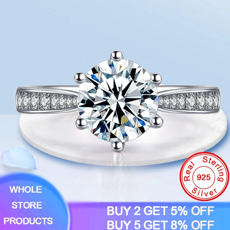 

YANHUI Original Tibetan Silver S925 Wedding Ring 1 Carat Lab Diamond Engagement Rings For Charm Women Jewelry Wholesale Gift