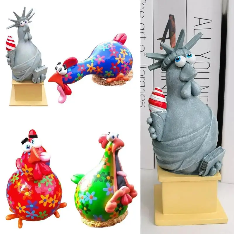 

Chicken Figurine Garden Silly Resin Chicken Decor Creative Chicken Sculpture Garden Ornament Farmhouse Decor For Christmas