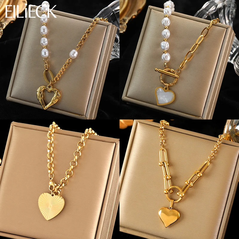 Женское ожерелье EILIECK с подвеской в виде сердца из нержавеющей стали