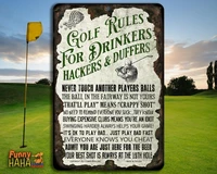 golf rules for drinkers hackers and duffers funny rustic metal signcustom wood appearance metal bar sign