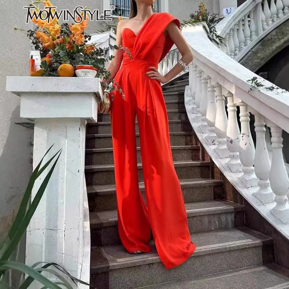 Фото TWOTWINSTYLE однотонные утягивающие шикарные комбинезоны для женщин без бретелек без рукавов в стиле пэчворк со складками, комбинезон, брюки, женский новый модный комбинезон №1