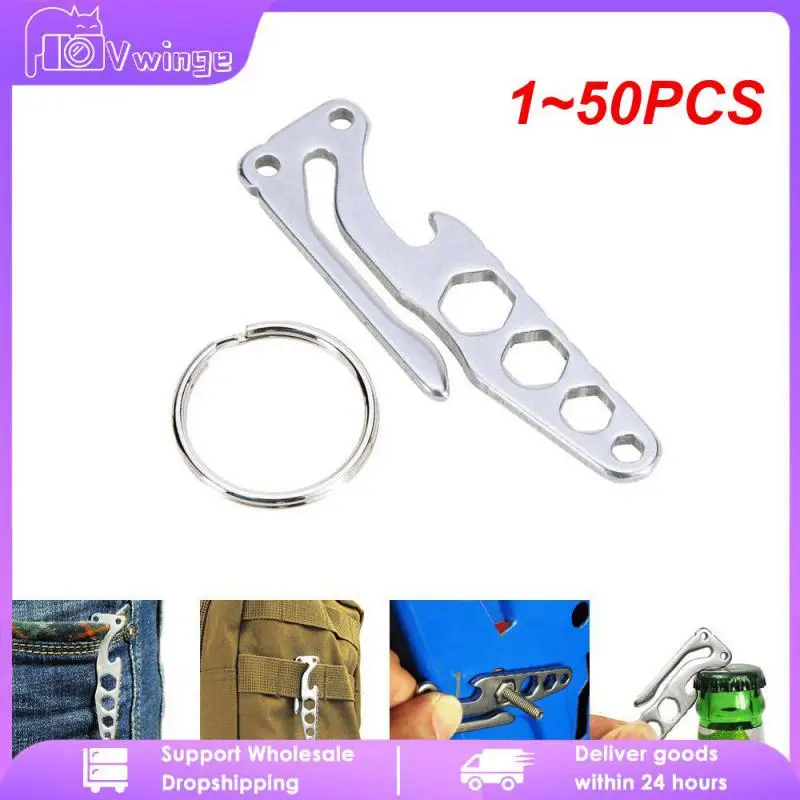 

1~50PCS Outdoor Multifunctional Buckle Pocket Key Chain EDC Mini Tool Bottle Opener Hexagon Wrench Camp Hiking Tool Portable