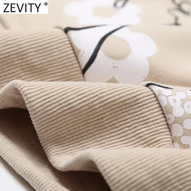 Zevity New 2021 Women Fashion Beauty Girls Print Casual Sweatshirts Female Basic O Neck Knitted Hoodies Chic Pullovers Tops H510 6
