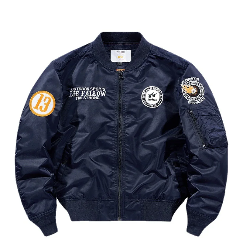 

2022European and American Fashion Bomber Jacket Men's Stand Collar Baseball Jacket Jacket Aircraft Embroidery Jacket Men