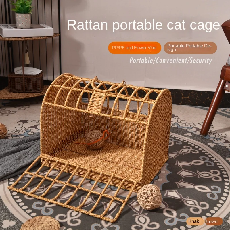 

Rattan Cat Nest Portable Cat Bag Is Convenient To Carry Four Seasons Universal Breathable Cat Out Bag Pet Nest Fully Enclosed