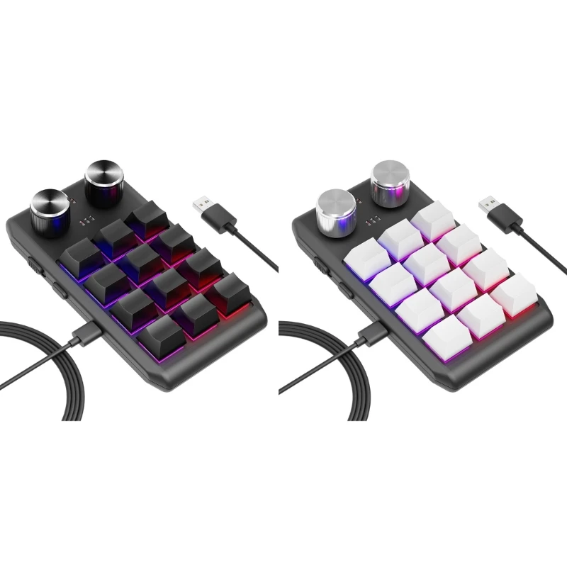 

Ultra-Thin Mechanical Keyboard with 12 Programmable Keys and RGB Backlighting Macro Keypad Portable for Gaming Dropship
