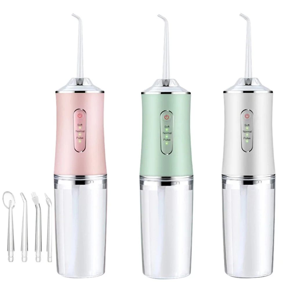 

Portable Dental Water Flosser Oral Irrigator USB Charging Jet Tooth Pick 4 Tips 220ml IPX7 Waterproof Mouth Washing Machine