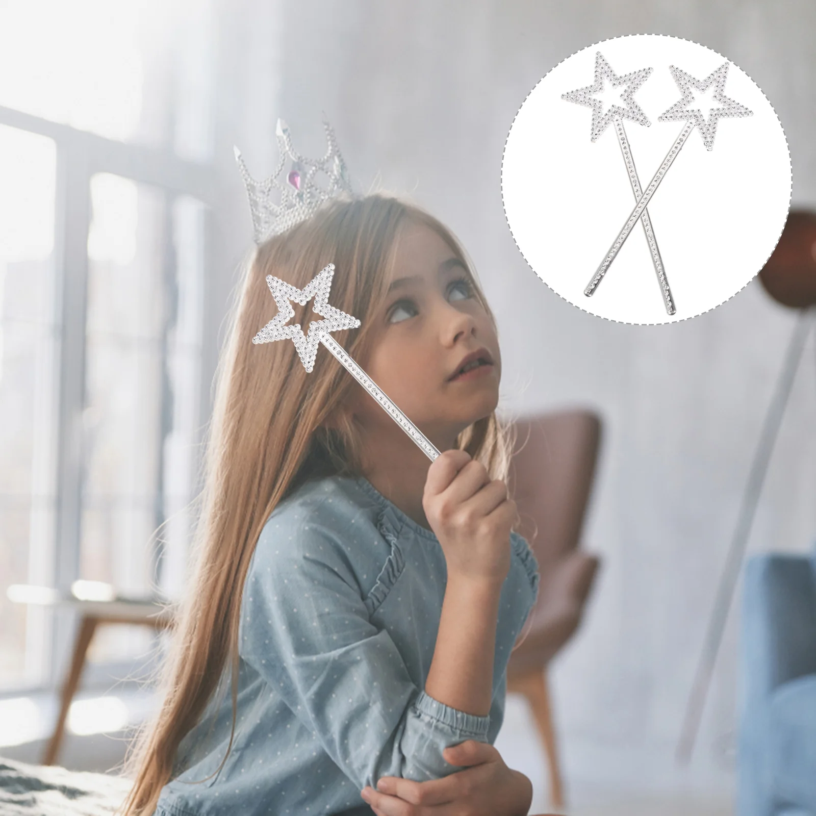 

12Pcs Fairy Star Wands Wands Wands Fairy Wands for Birthday Wedding Party Concert Costume Props 22mm ( Silver )