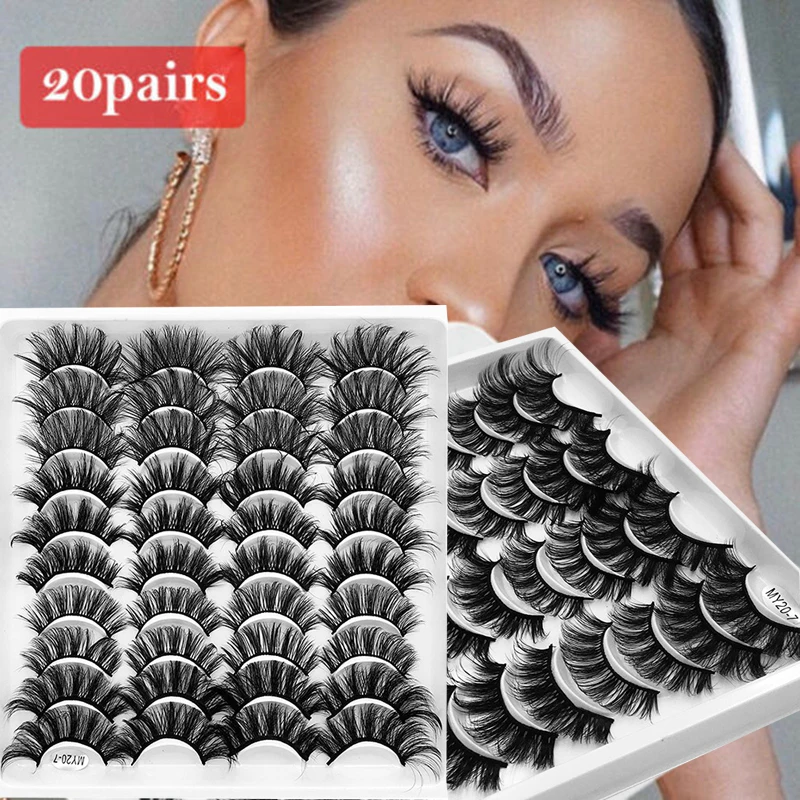 

20 Pairs of 6D False Eyelashes Imitation Mink Hair 6D False Eyelashes Extended Thick Cross Reusable Imitation Mink Beauty Supply