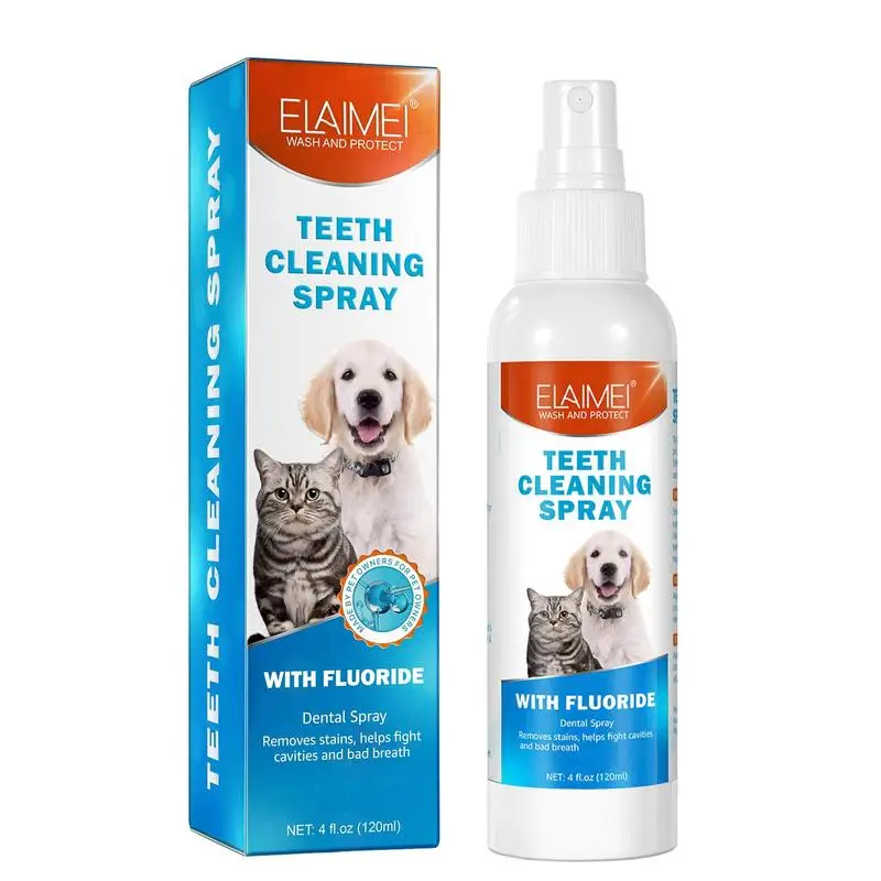 

Dog Teeth Cleaning Spray Pets Fresh Breath Dental Spray For Dogs Dog Breath Freshener To Eliminate Bad Dog Breath & Bad Cat