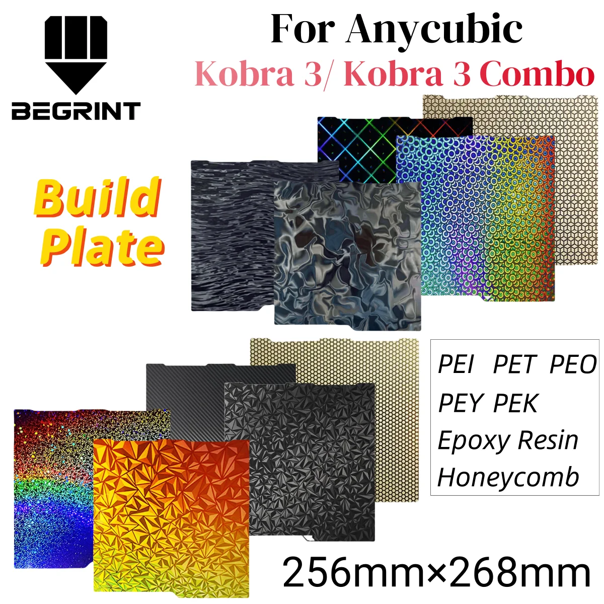Фото Kobra 3 Строительная пластина Kobra 3 Pei Текстурированная PEO 256x268 Для Anycubic Kobra 3 Комбинированная объединительная пластина Запасные части Двусторонняя тепловая кровать №1