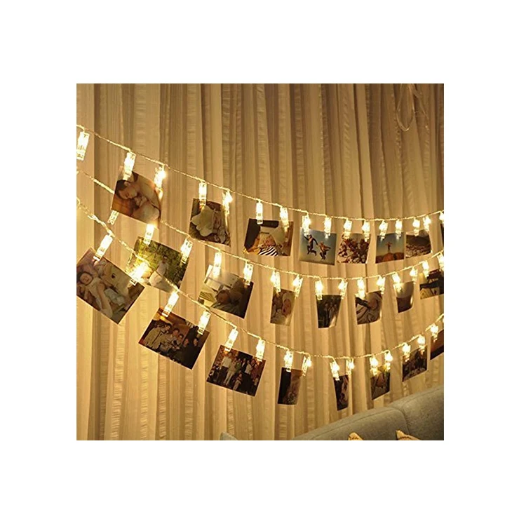 

3A Battery Powered 2M 20LED Photo Clip String Lights Indoor Outdoor Decoration rope LED Light Strip for Party/Birthday/Wedding