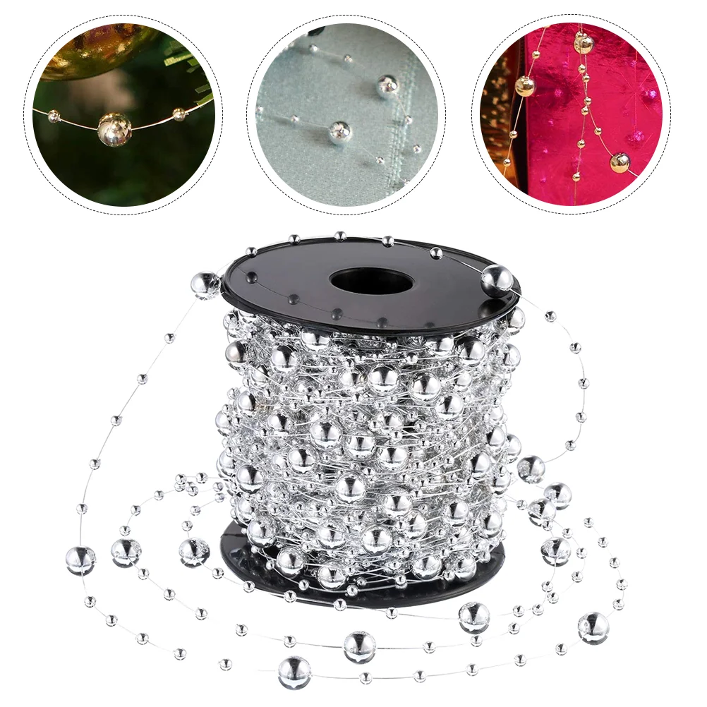 

Beads Pearl Chain Garland Christmas Bead Strands Tree Strand Artificial Diy Crafts Faux Wreath String Decor Jewelry Line Trim