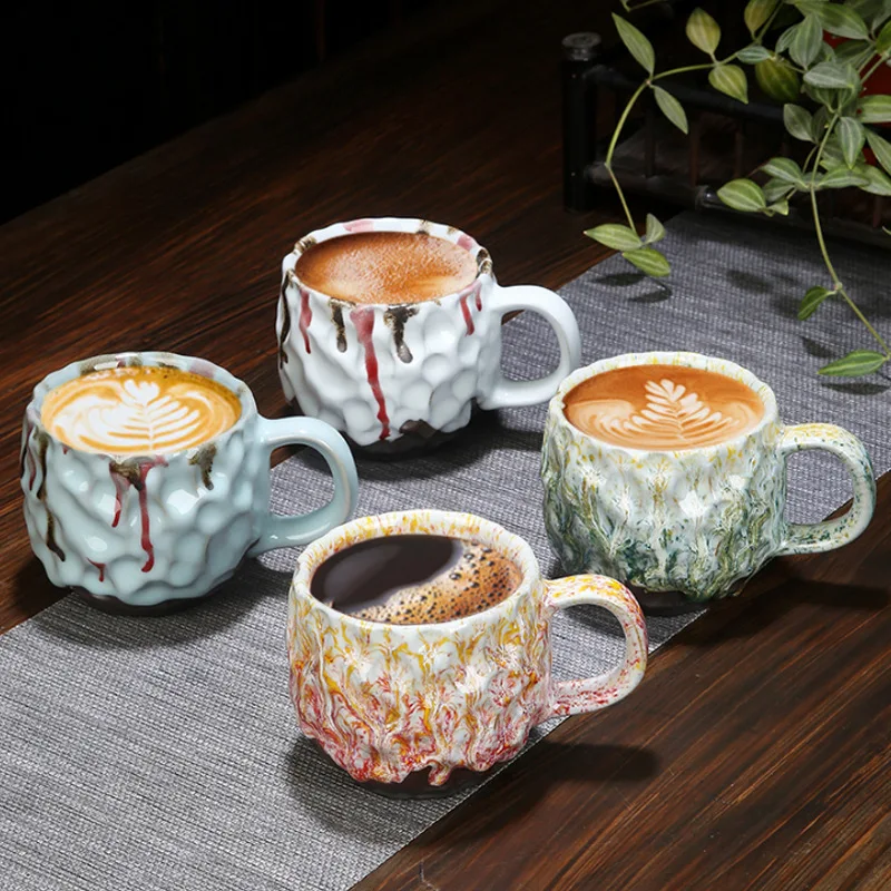 

300ml Retro Coffee Cup Handmade Stoneware Mark Coffee Cup Creative Ceramic Couple Cup