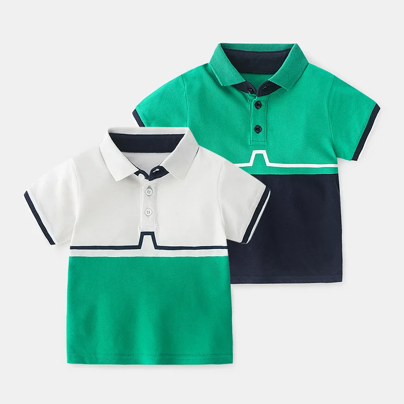 Summer Short-Sleeved Baby Boy Shirts Children Polo Shirt Cotton Kids Boys Color Matching T Shirt Toddler Clothing enlarge