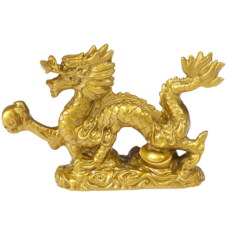 

Good Lucky Dragon Chinese Twelve Zodiac Statue Gold Dragon Statue Animals Sculpture Figurines Desktop Decoration