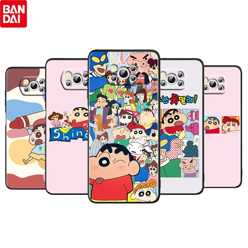 

Funny Crayon Shin Chan For Xiaomi Poco M4 X3 F3 GT NFC M3 C3 M2 F2 F1 X2 Pro Mi Mix3 Soft Silicone Black Phone Case Cover Fundas