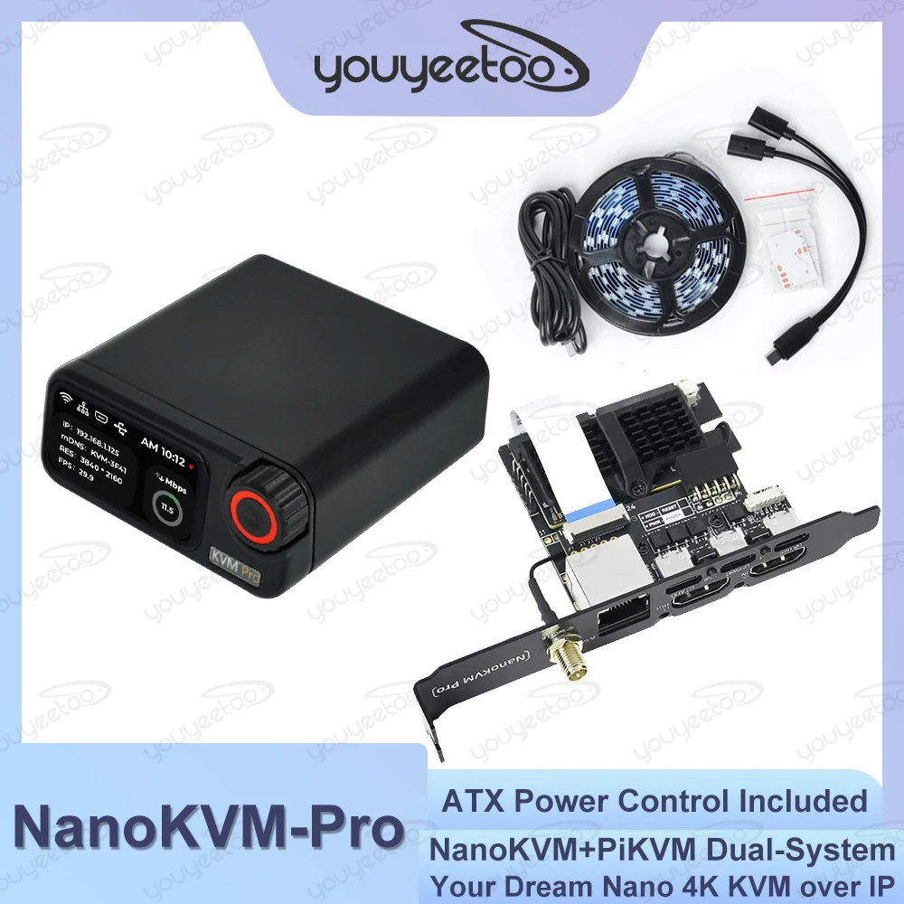 Фото Sipeed NanoKVM-Pro ATX/настольный 4K IP-KVM GbE WiFi6 PoE Мини-пульт дистанционного управления HomeLab Server NAS AI Agent HDMI Second Screen Светодиодная лента №1