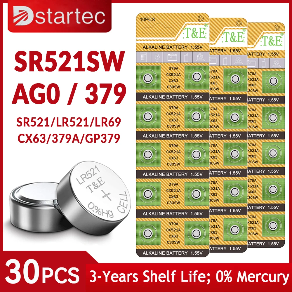 DSTARTEC 30PCS AG0 монетный элемент LR521 379 кнопка аккумулятор монета основная батарея 1.55V SR521SW 379A LR69 часы игрушка без ртути DSTARTEC 30PCS AG0 монетный элемент LR521 379 кнопка аккумулятор монета основная батарея 1.55V SR521SW 379A LR69 часы игрушка без ртути